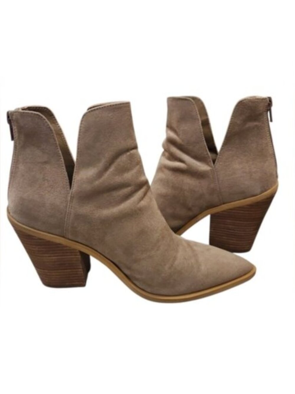 Abound SZ 9.5 Cowgirl Chic Tan Callan Bootie Back Zip 3.5" Block Heel 4.5" Shaft